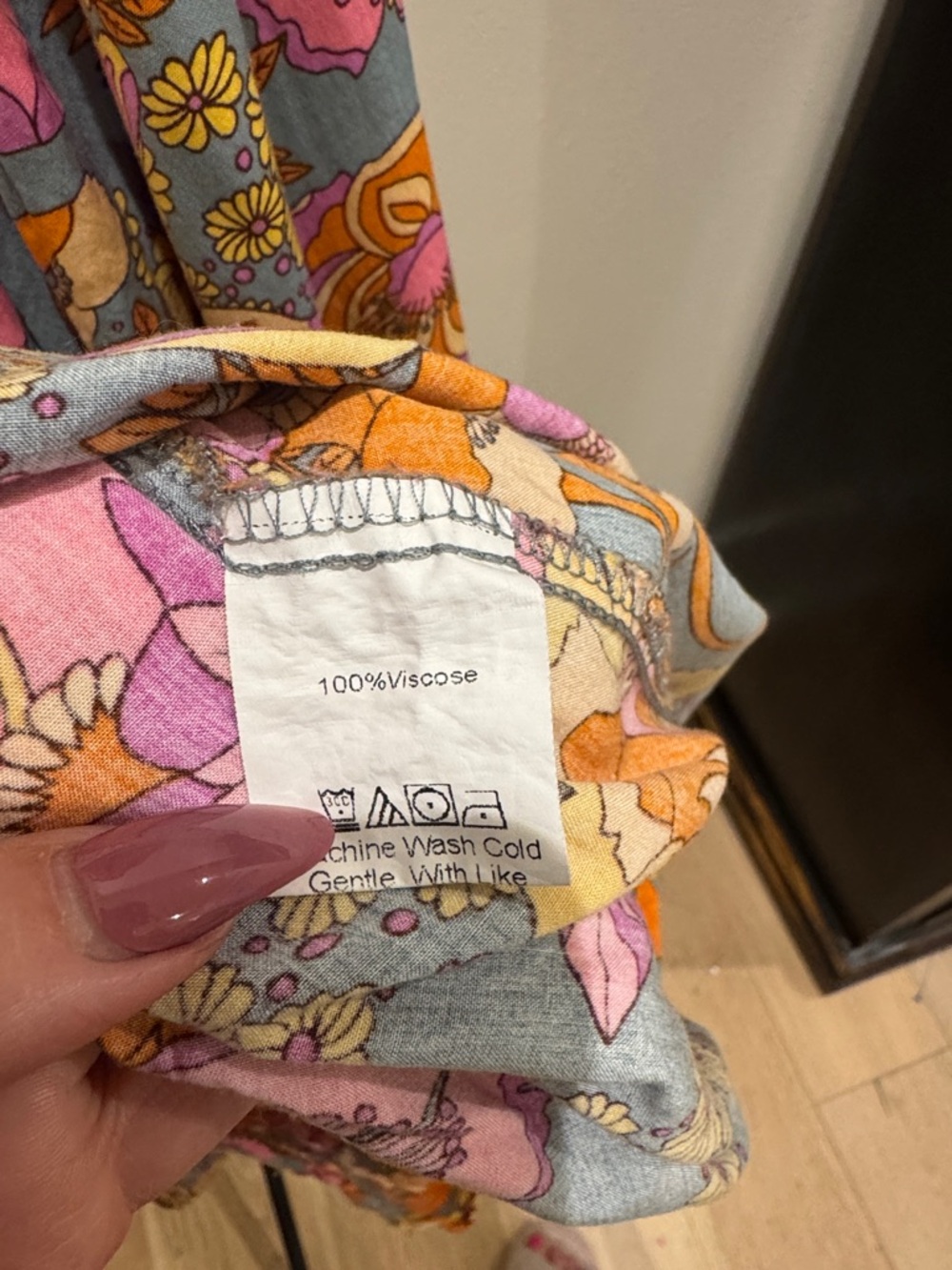 Floral Tie-Front Romper in Gray, Pink & Orange - Picture 3 of 5